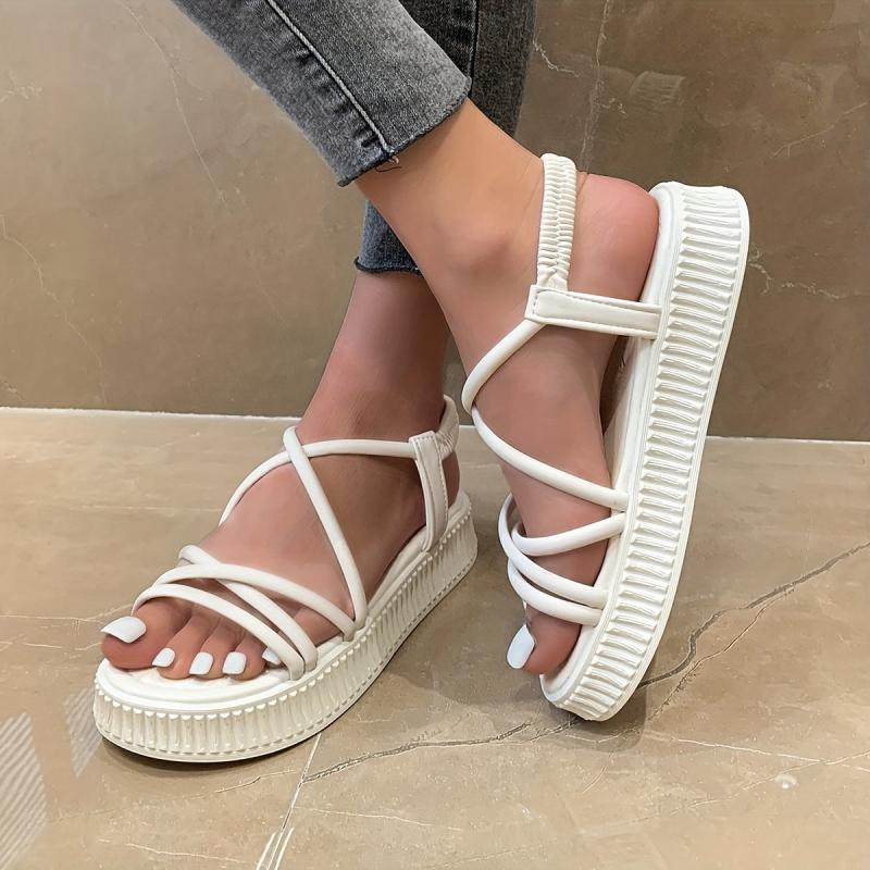 Women's Platform Sandals Roman Style Open Toe Slip On Shoes