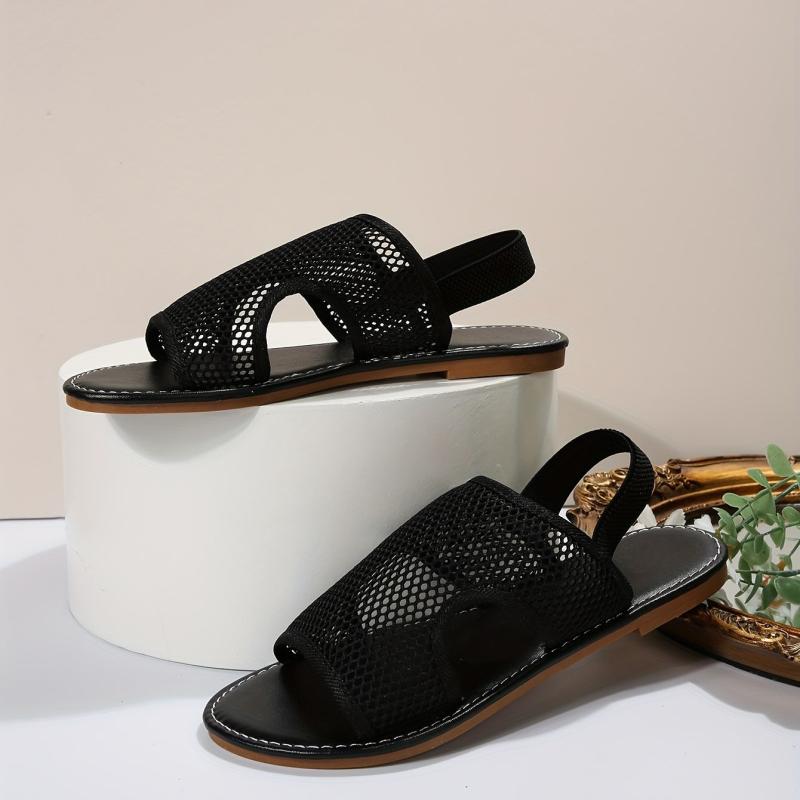 Women's Mesh Flat Sandals Open Toe Elastic Strap Slingback Shoes