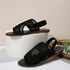 Women's Mesh Flat Sandals Open Toe Elastic Strap Slingback Shoes