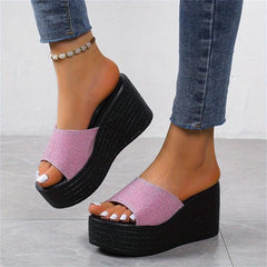 Platform Wedge Sandals Open Toe Round Toe Slides