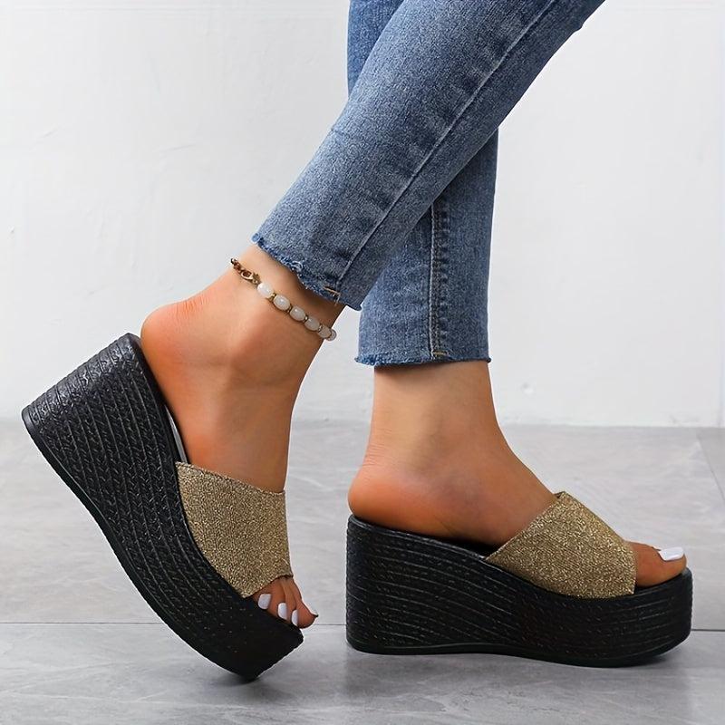 Platform Wedge Sandals Open Toe Round Toe Slides