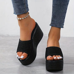 Platform Wedge Sandals Open Toe Round Toe Slides