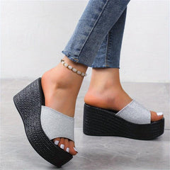 Platform Wedge Sandals Open Toe Round Toe Slides