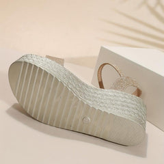 Glitter Wedge Sandals Ankle Strap Platform Sandals