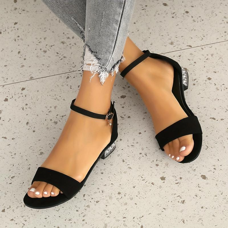 Women's Low Heel Ankle Strap Sandals Open Toe Casual Summer Shoes