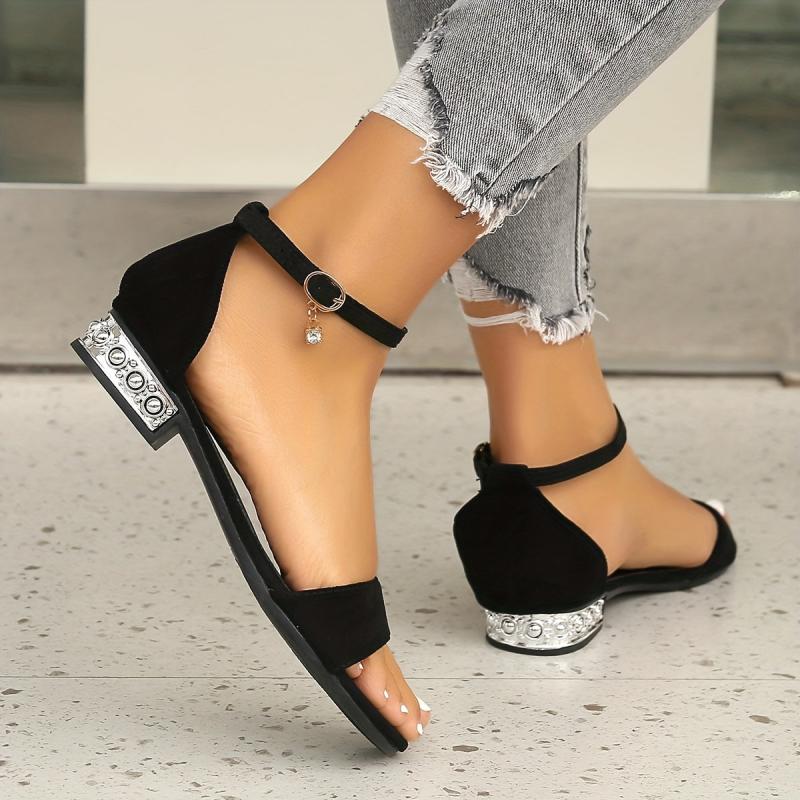 Women's Low Heel Ankle Strap Sandals Open Toe Casual Summer Shoes