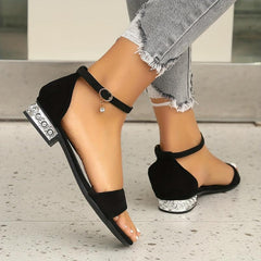 Women's Low Heel Ankle Strap Sandals Open Toe Casual Summer Shoes