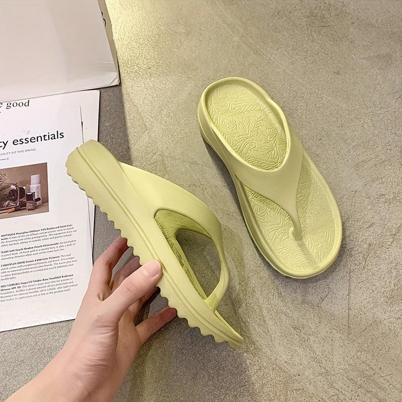 Women's Solid Flip Flops Casual Beach Shoes Summer Platform Shoes