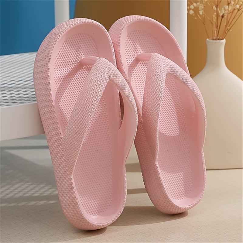 Women's Solid Platform Flip Flops Slides
