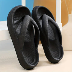 Women's Solid Platform Flip Flops Slides