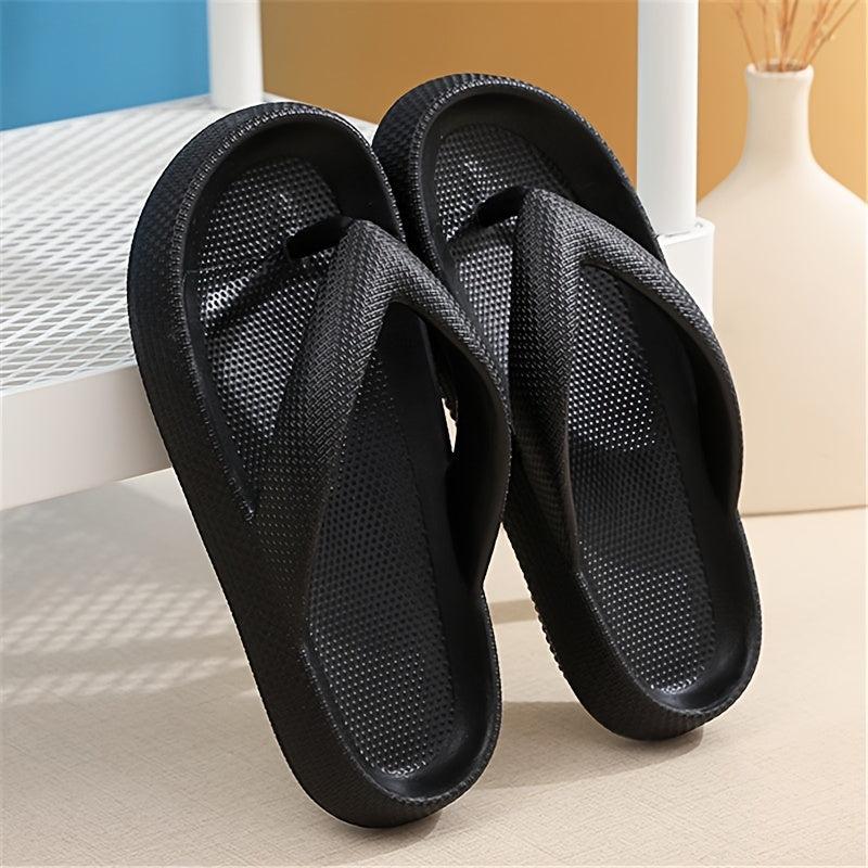 Women's Solid Platform Flip Flops Slides