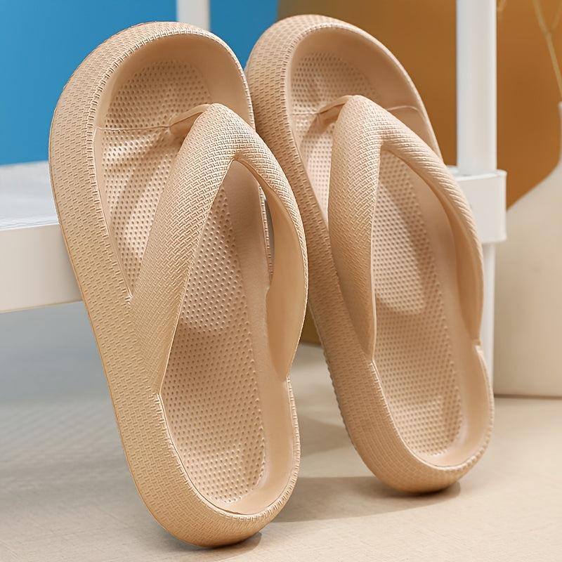 Women's Solid Platform Flip Flops Slides