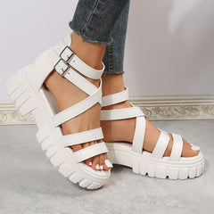 Women's Platform Sandals with Buckle Strap