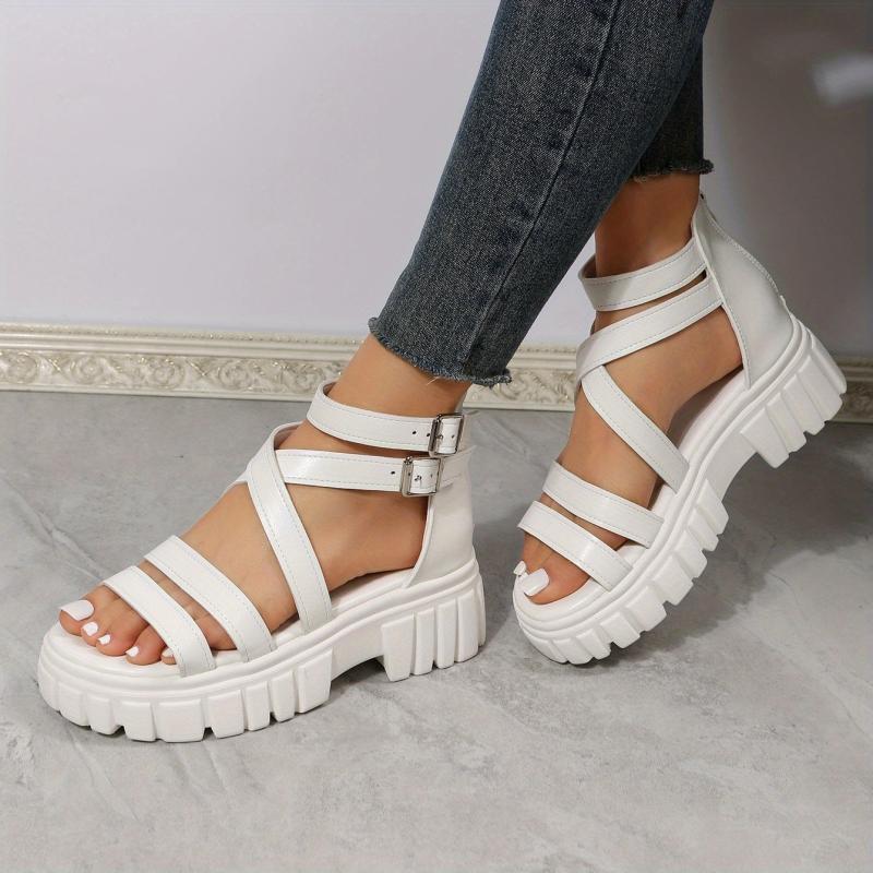 Women's Platform Sandals with Buckle Strap
