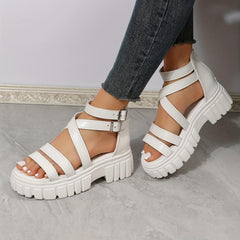 Women's Platform Sandals with Buckle Strap