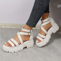 Women's Platform Sandals with Buckle Strap