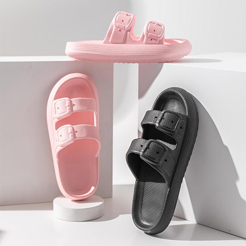 Women's Double Bends Pillow Slides Solid Open Toe Non Slip Quick Drying