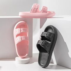 Women's Double Bends Pillow Slides Solid Open Toe Non Slip Quick Drying