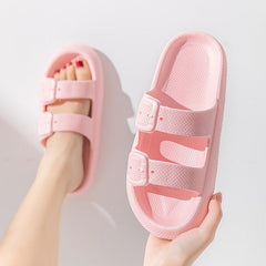 Women's Double Bends Pillow Slides Solid Open Toe Non Slip Quick Drying