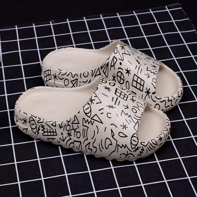 Geometric Pattern Slip-On Indoor Slides Women's Non-Slip Shoes