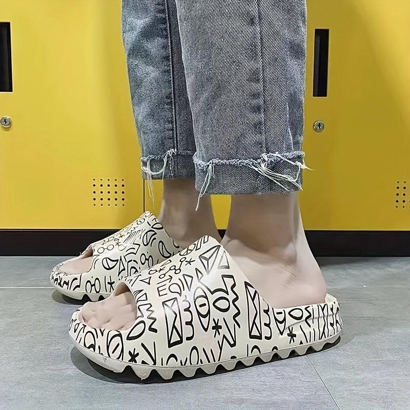 Geometric Pattern Slip-On Indoor Slides Women's Non-Slip Shoes