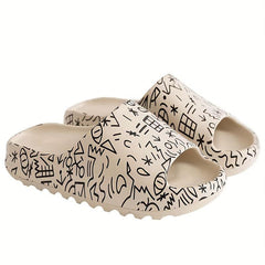 Geometric Pattern Slip-On Indoor Slides Women's Non-Slip Shoes