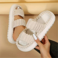 Women's Plush Double Straps Slippers