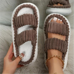 Women's Plush Double Straps Slippers