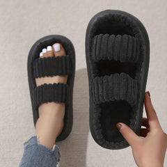 Women's Plush Double Straps Slippers