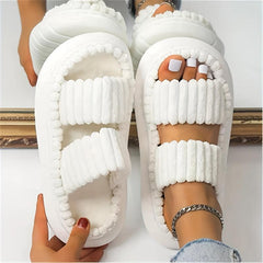 Women's Plush Double Straps Slippers