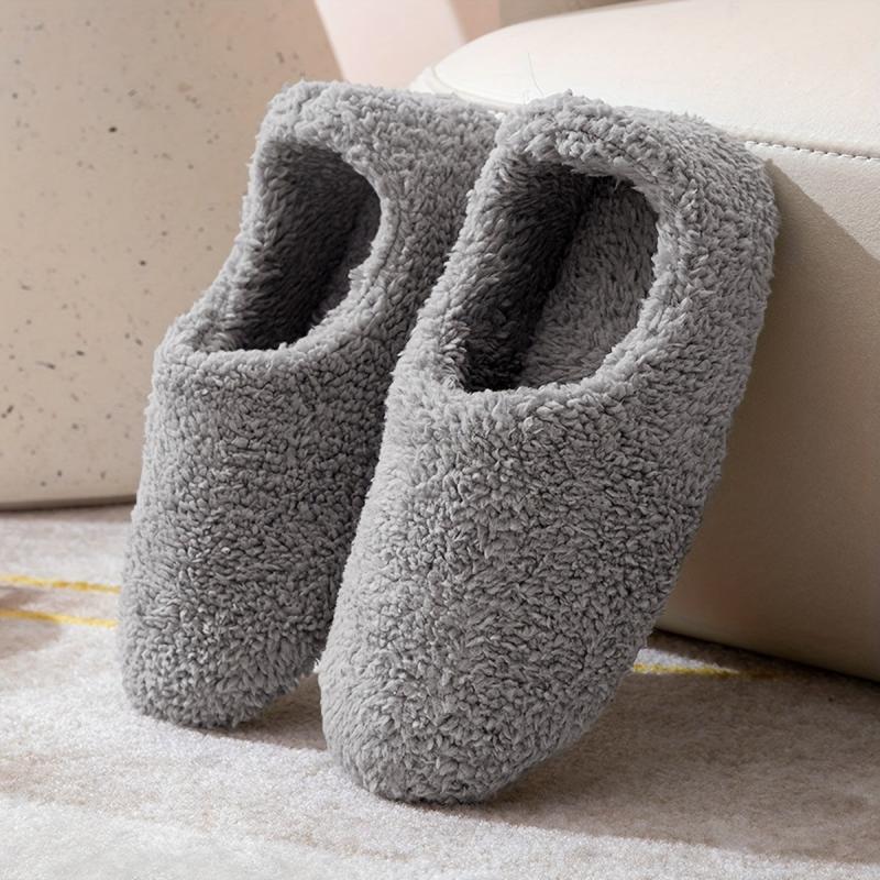 Warm Plush Slip-on Slippers for Women Non-Slip Indoor Shoes