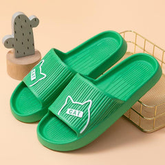 Women's Letter & Cat Flat Slides Shoes Solid Open Toe Slippers