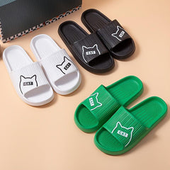 Women's Letter & Cat Flat Slides Shoes Solid Open Toe Slippers
