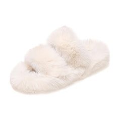 Women's Plush Slippers Double Strap Open Toe Slides