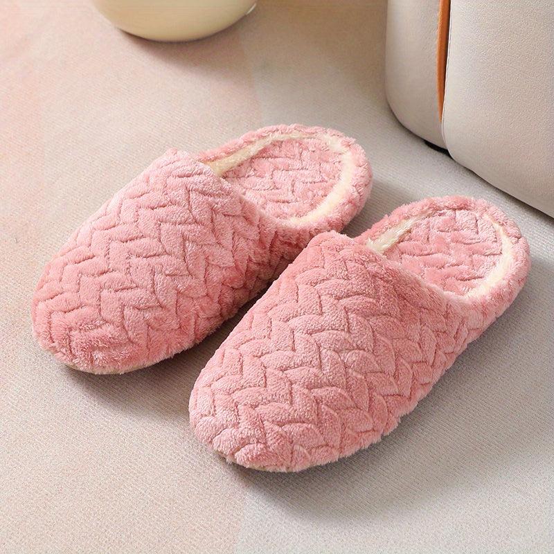 Women's Warm Plush Indoor Slippers - Cozy Closed Toe Non Slip Shoes
