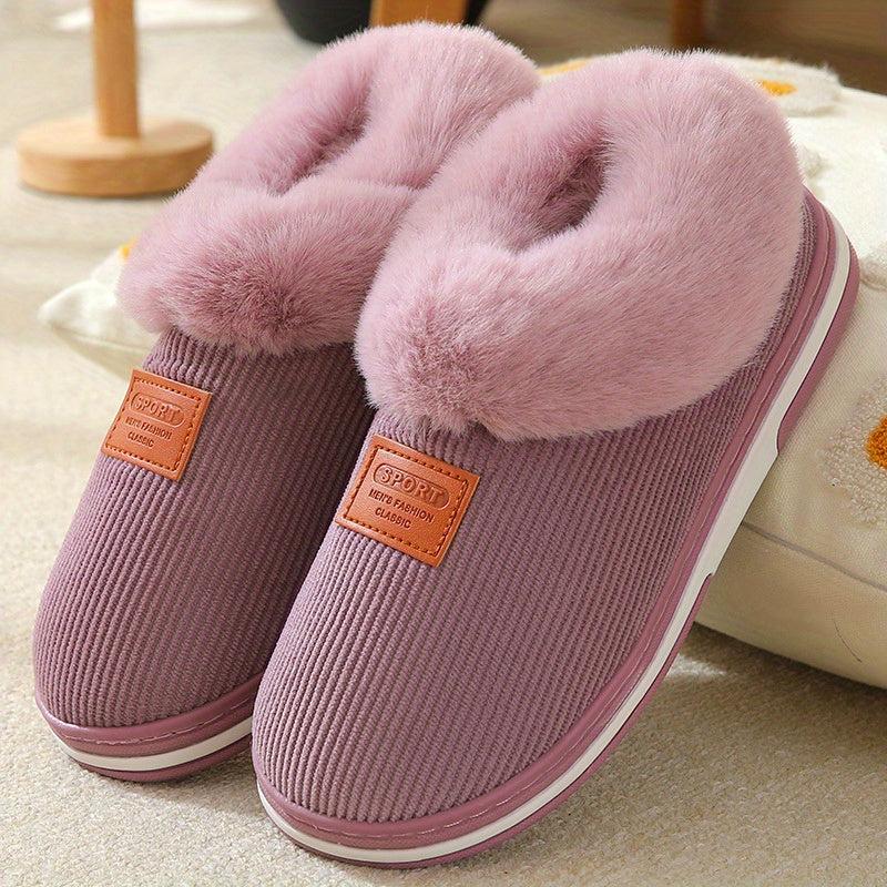 Women's Plush Lined Winter Indoor Slippers Warm & Comfy Slip On Anti skid Slides