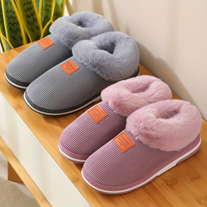 Women's Plush Lined Winter Indoor Slippers Warm & Comfy Slip On Anti skid Slides