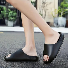 Women's Solid Slides Lightweight Open Toe Slip On Shoes