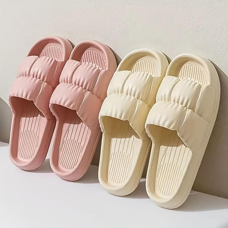 Women's Lightweight Solid Slides Open Toe Slip On Shoes