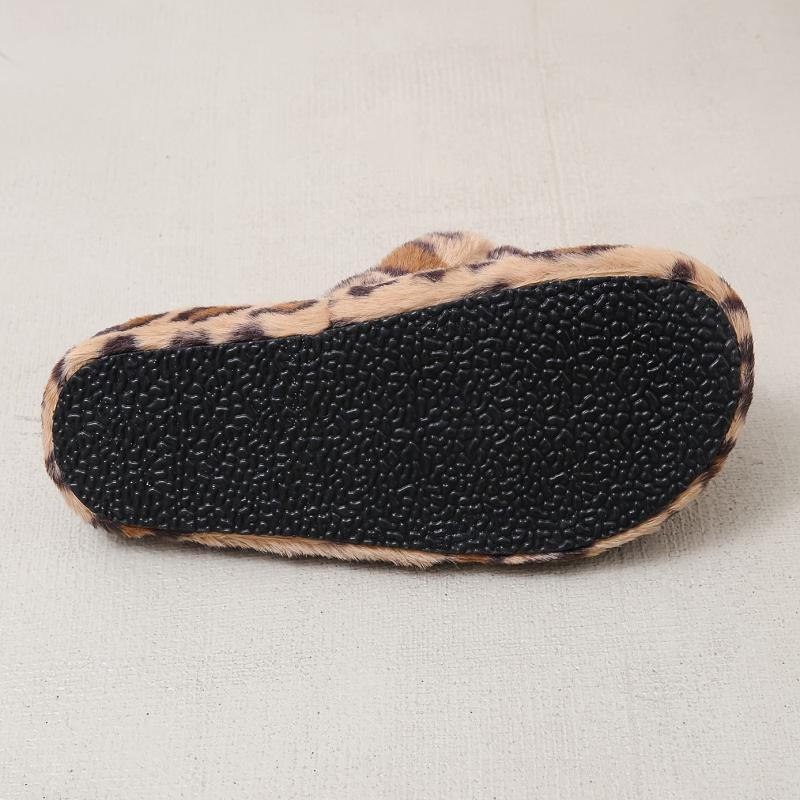 Leopard Print Slippers Fuzzy Platform Shoes