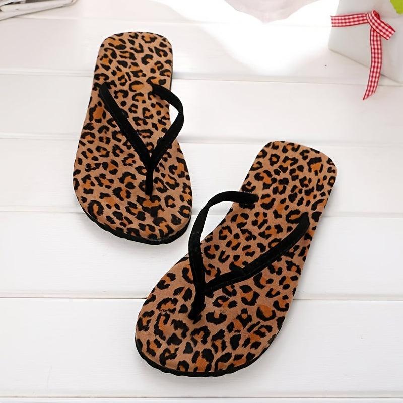 Leopard Print Flip Flops Summer Slides