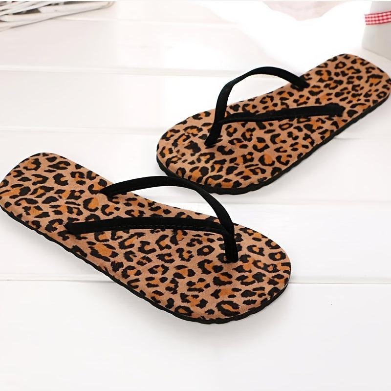 Leopard Print Flip Flops Summer Slides