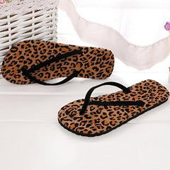 Leopard Print Flip Flops Summer Slides