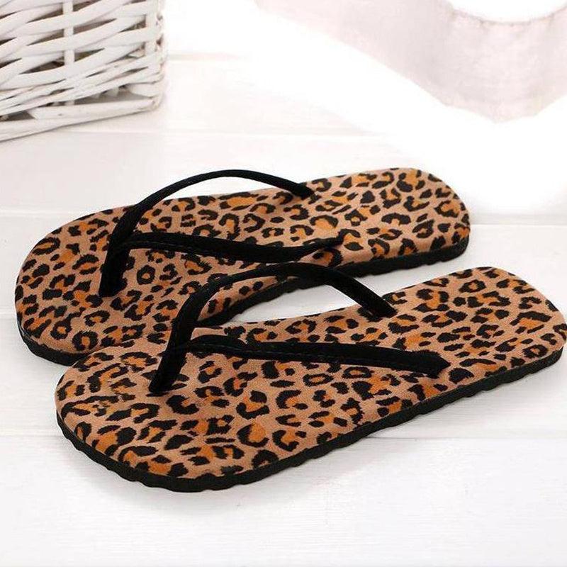 Leopard Print Flip Flops Summer Slides