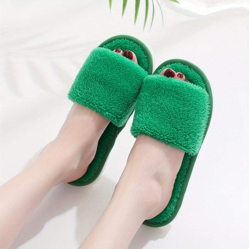 Women's Plush Indoor Slippers Warm & Comfy Anti Skid House Fluffy Slides