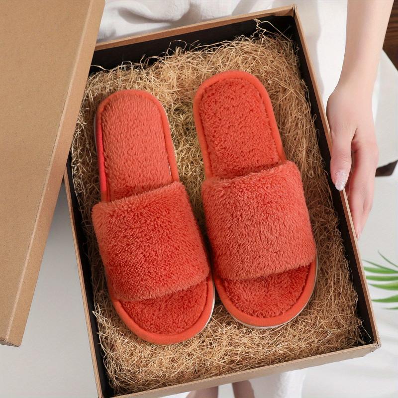 Women's Plush Indoor Slippers Warm & Comfy Anti Skid House Fluffy Slides