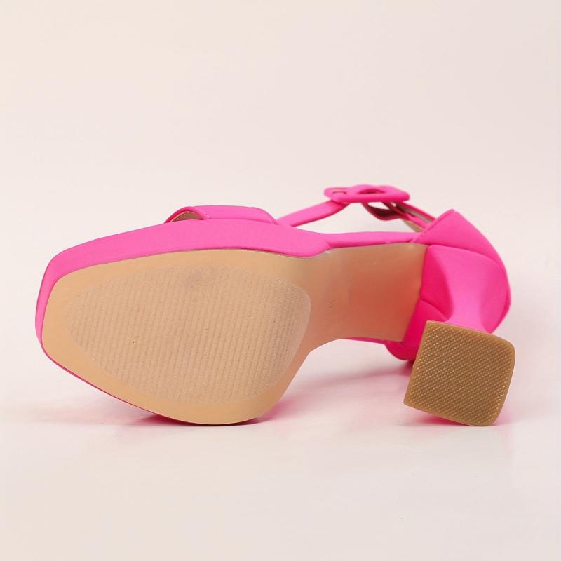 Platform High Heel Open Toe Pumps Buckle Strap
