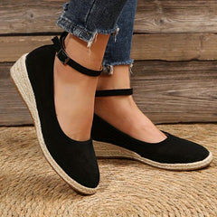 Women's Espadrilles Wedge Heel Shoes Ankle Buckle Strap Casual Walking Shoes