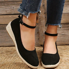 Women's Espadrilles Wedge Heel Shoes Ankle Buckle Strap Casual Walking Shoes