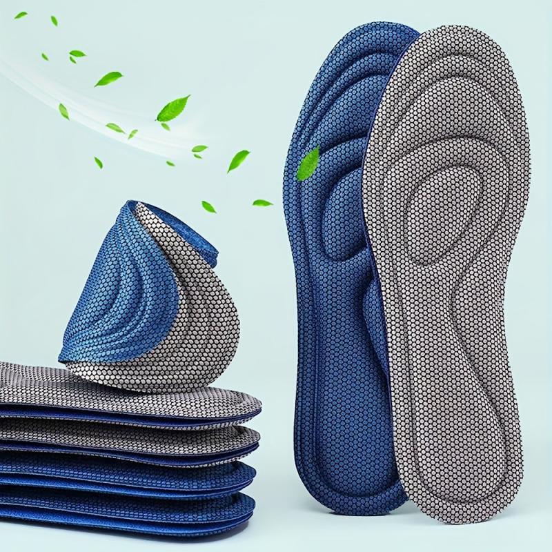 Grey Sports Insoles 4D Anti-odor High Elastic Sweat Absorption Breathable